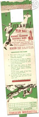 1950s Beacon Television Baseball Game Card